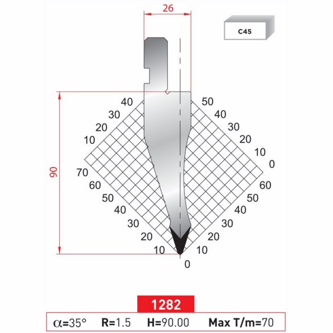 Poinçon 1282 Lg: 805 mm Fractionné