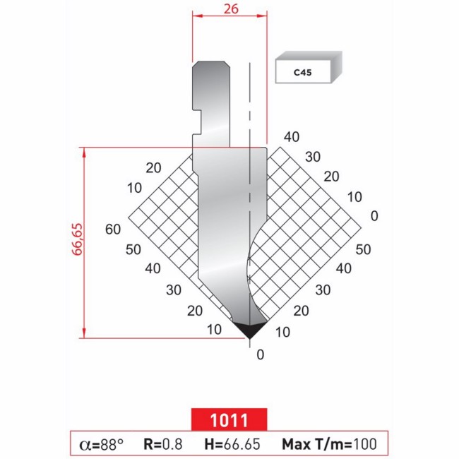 Poinçon 1011 Lg: 805 mm Fractionné