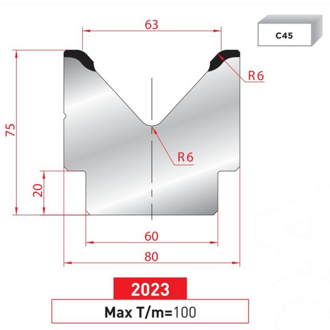 Matrice 1V - 85° N° 2023 Lg: 805 mm Fractionné