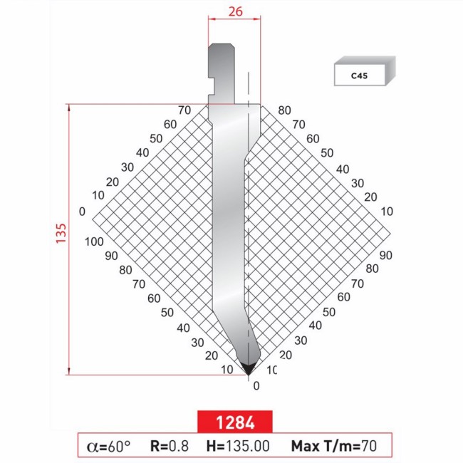 Poinçon 1284 Lg: 805 mm Fractionné