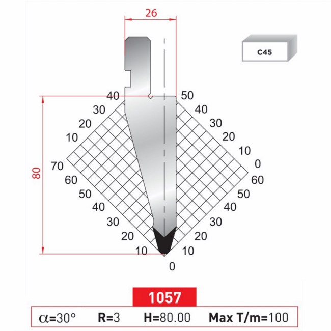 Poinçon 1057 Lg: 805 mm Fractionné