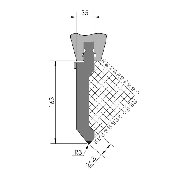 Poinçon BIU-026 550 mm fractionné