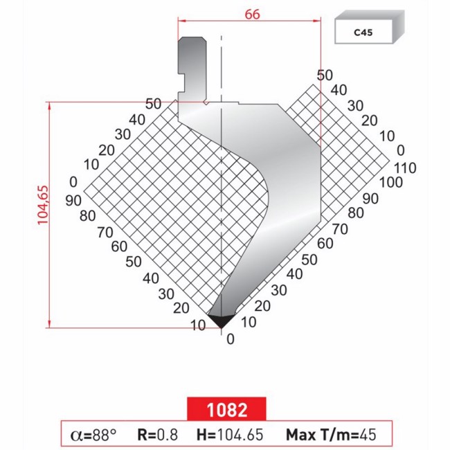 Poinçon 1082 Lg: 805 mm Fractionné