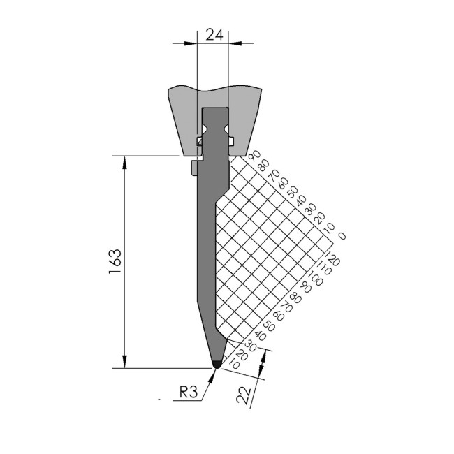 Poinçon BIU-221 550 mm fractionné