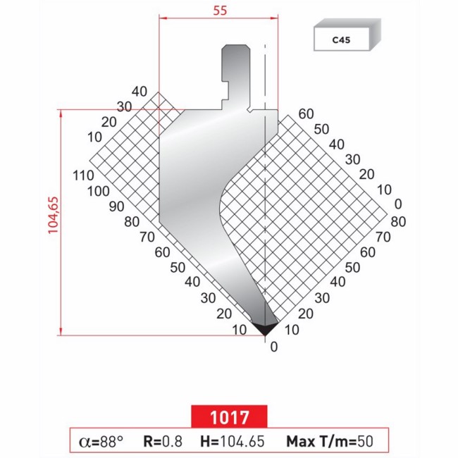 Poinçon 1017 Lg: 805 mm Fractionné