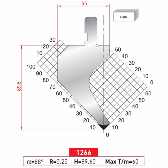 Poinçon 1266 Lg: 805 mm Fractionné