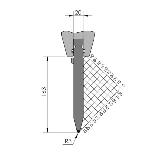 Poinçon BIU-029 550 mm fractionné