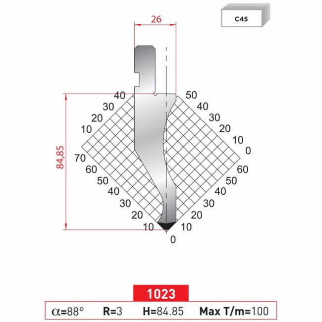 Poinçon 1023 Lg: 805 mm Fractionné