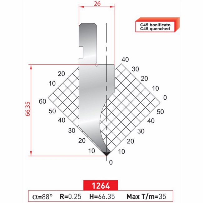 Poinçon 1264 Lg: 805 mm Fractionné