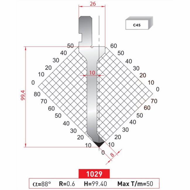 Poinçon 1029 Lg: 805 mm Fractionné
