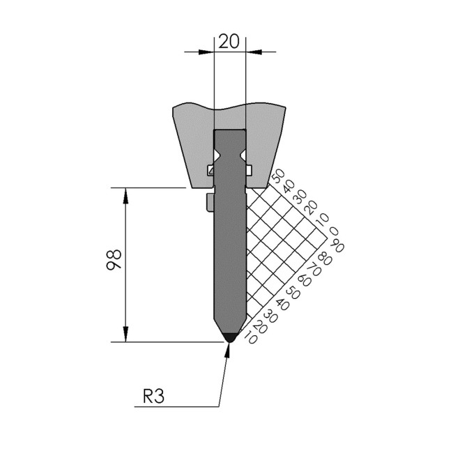 Poinçon BIU-004 550 mm fractionné