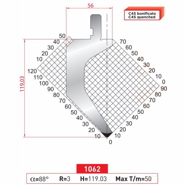 Poinçon 1062 Lg: 805 mm Fractionné