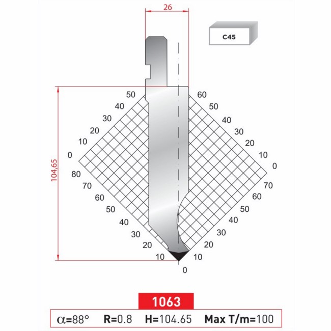 Poinçon 1063 Lg: 805 mm Fractionné