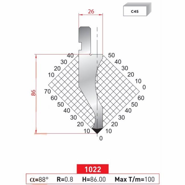 Poinçon 1022 Lg: 805 mm Fractionné