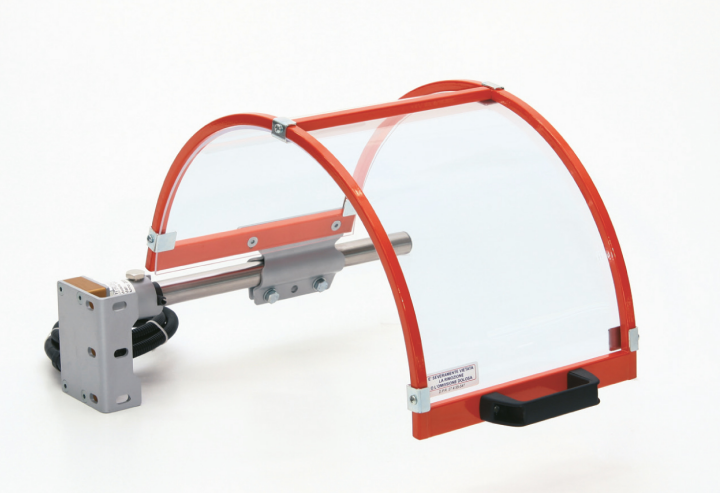 Protecteur de sécurité pour mandrin de tour - avec écran à cadre en acier Écran Ø 600 H 235 mm.  - avec micro-interrupteur de sécurité