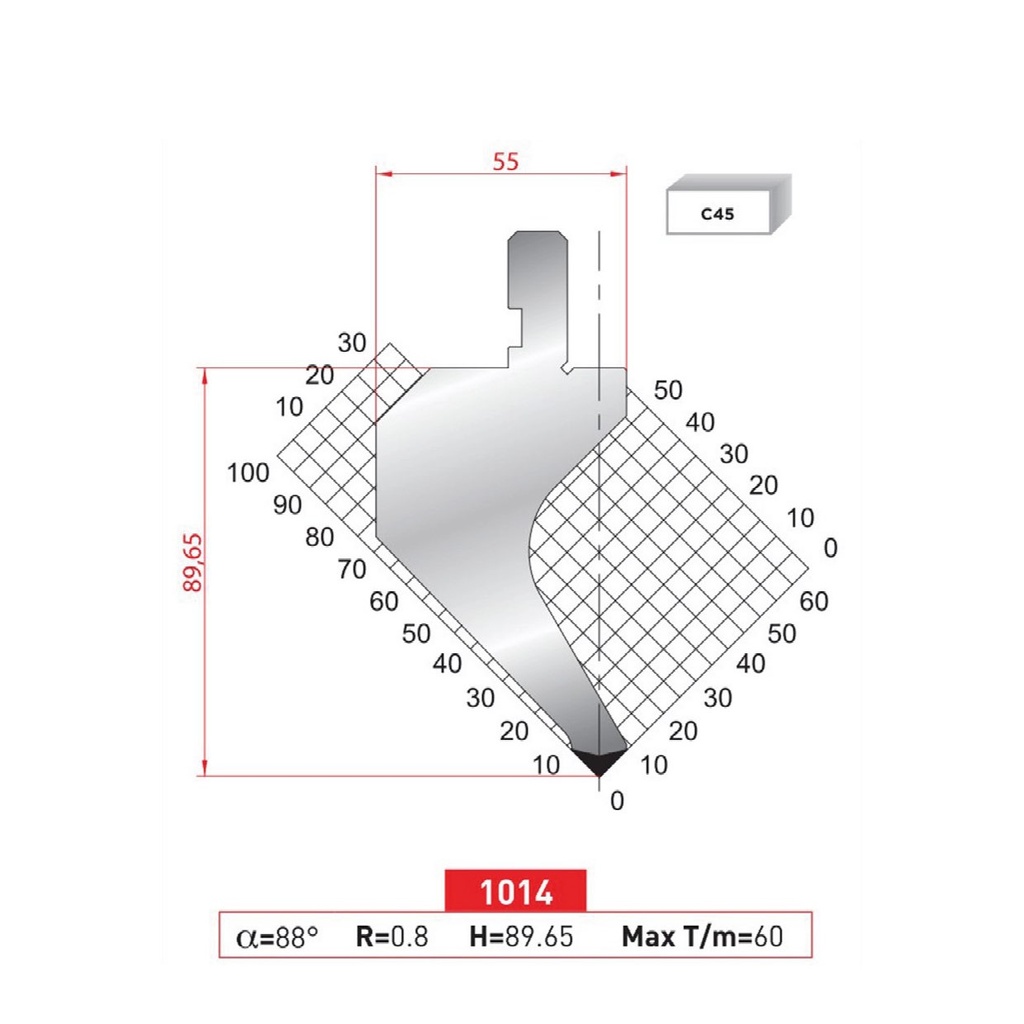 Poinçon type Amada Arrow N°1014 Lg 835
