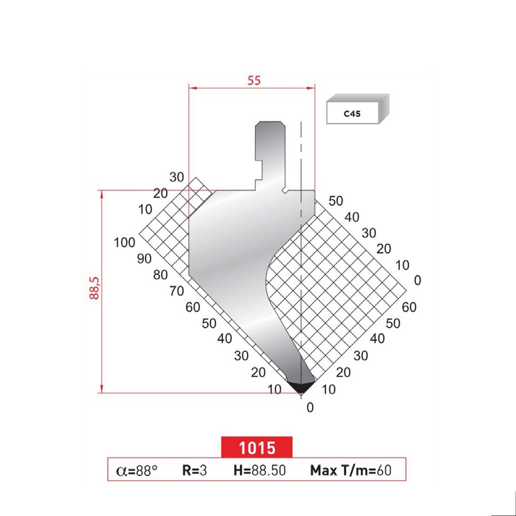 Poinçon type Amada neuf Arrow référence 1015 Lg 835