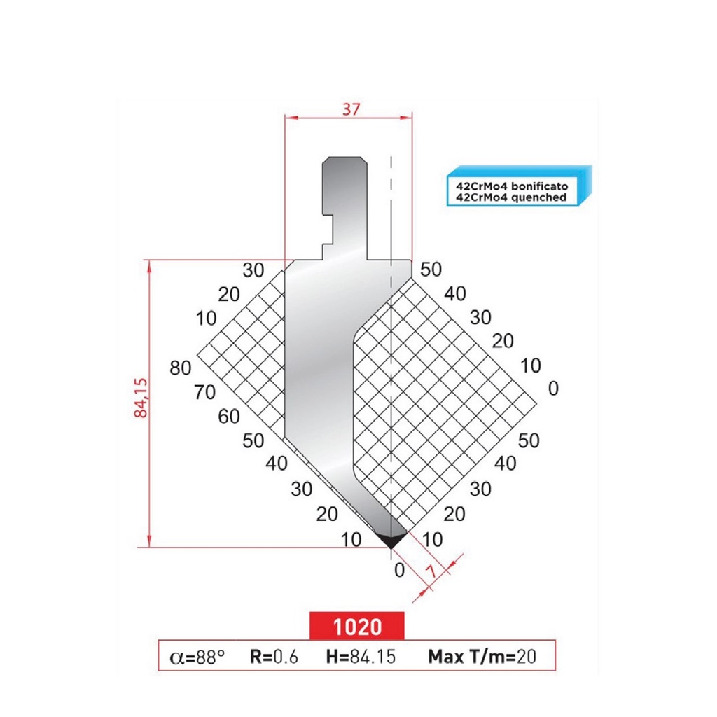Poinçon type Amada Arrow N°1020 Lg 835