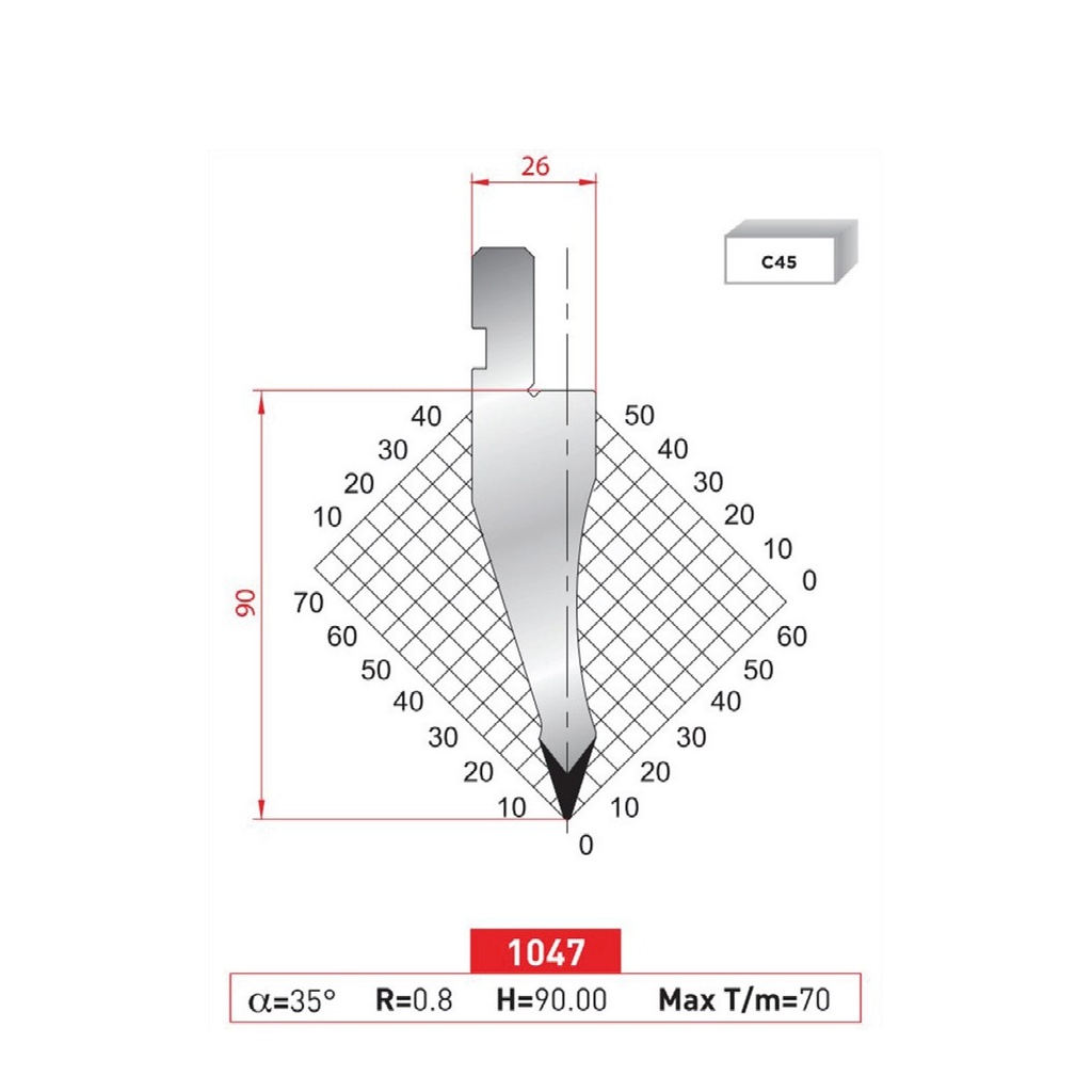 Poinçon type AMADA N°1047 Lg 835