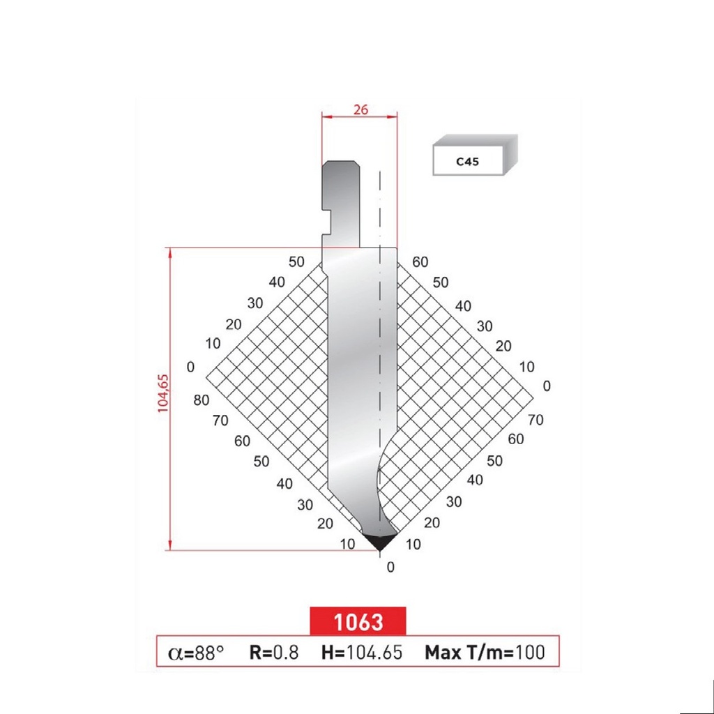 Poinçon type Amada neuf Arrow référence 1063 Lg 835