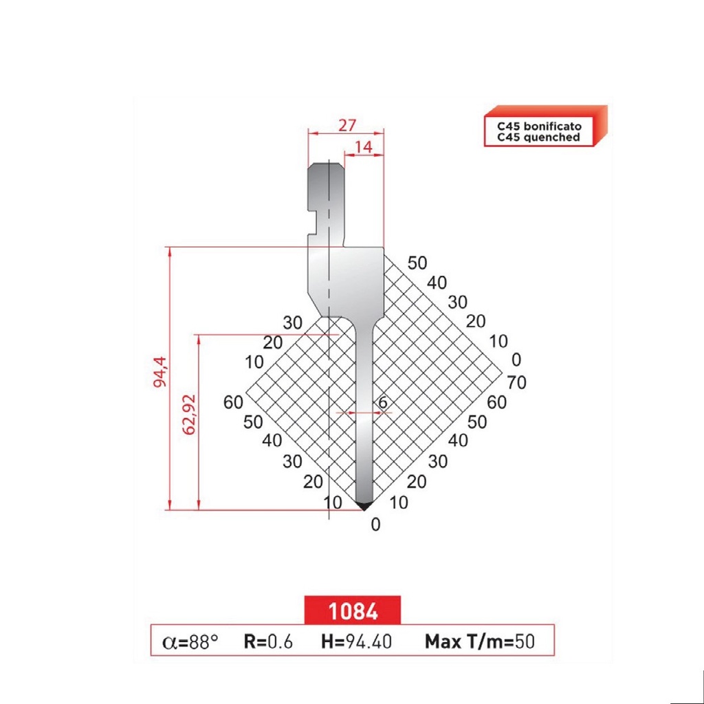 Poinçon type AMADA N°1084 Lg 835