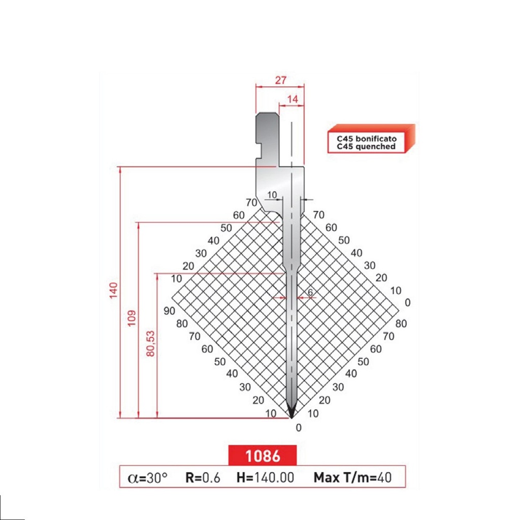 Poinçon type Amada neuf Arrow référence 1086 Lg 835