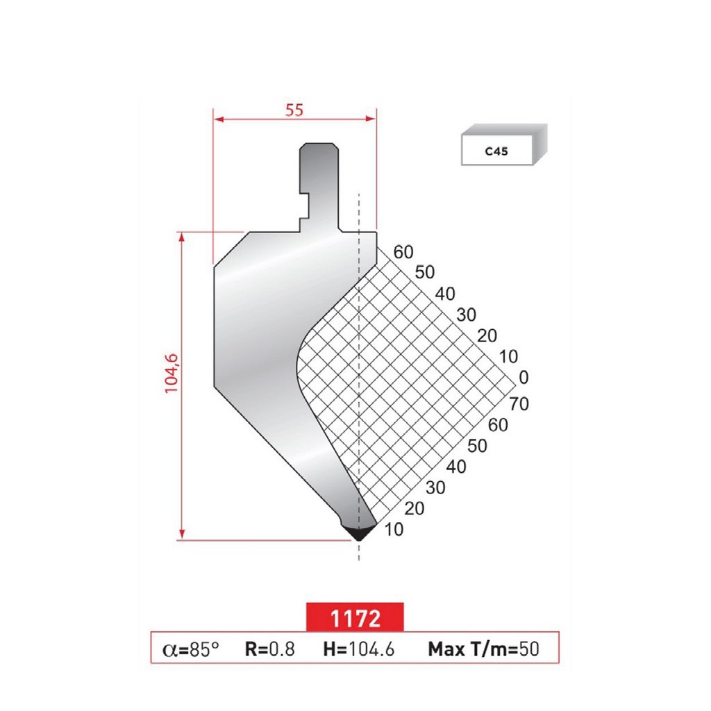 Poinçon type AMADA N°1172 Lg 835