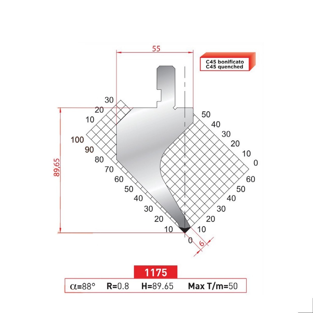 Poinçon type AMADA N°1175 Lg 835