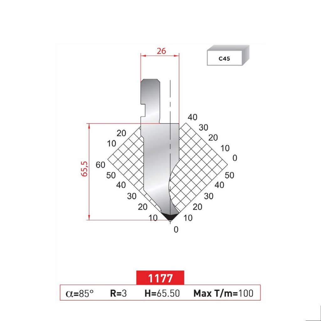 Poinçon type AMADA N°1177 Lg 835
