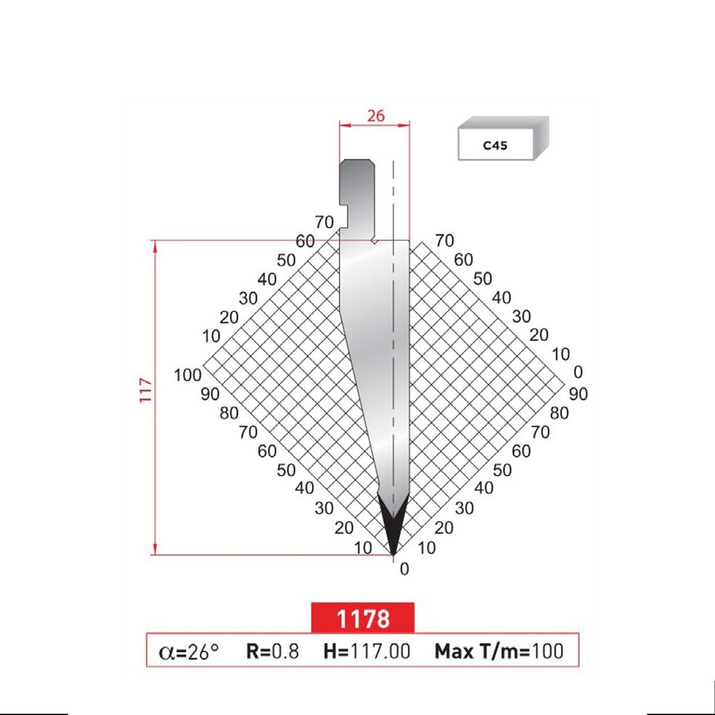 Poinçon type Amada neuf Arrow référence 1178 Lg 835
