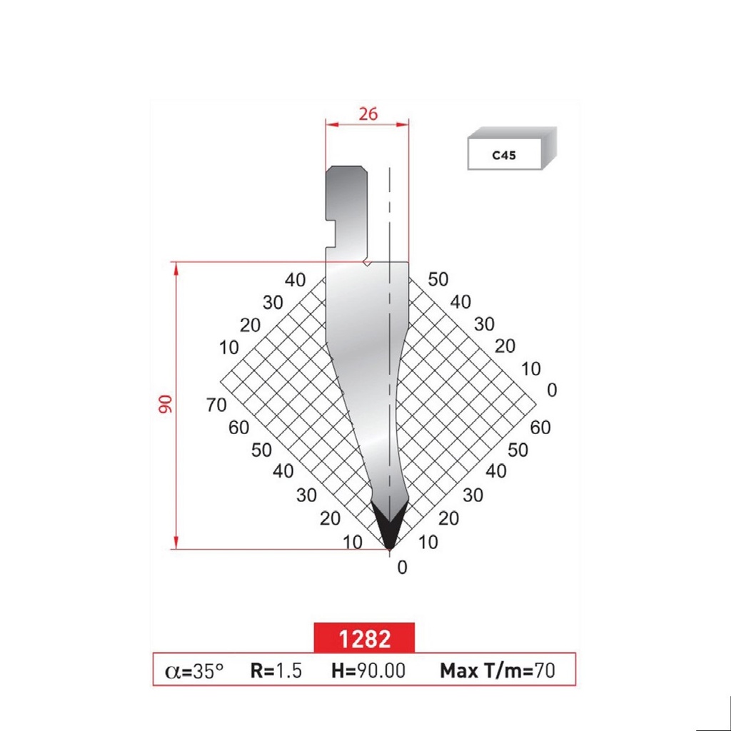 Poinçon type Amada neuf Arrow référence 1282 Lg 835