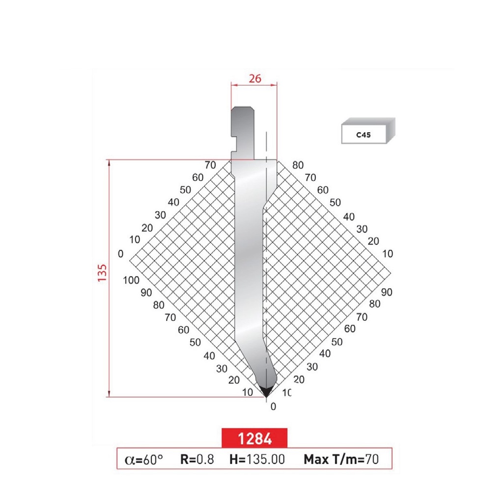 Poinçon type Amada neuf Arrow référence 1284 Lg 835