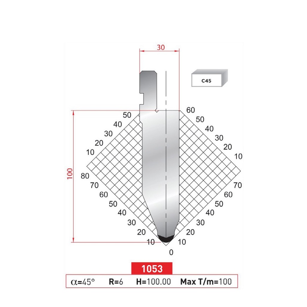 Poinçon type AMADA N°1053 Lg 415