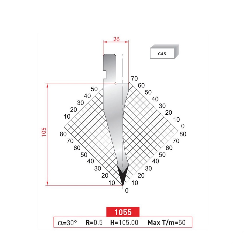 Poinçon type AMADA N°1055 Lg 415