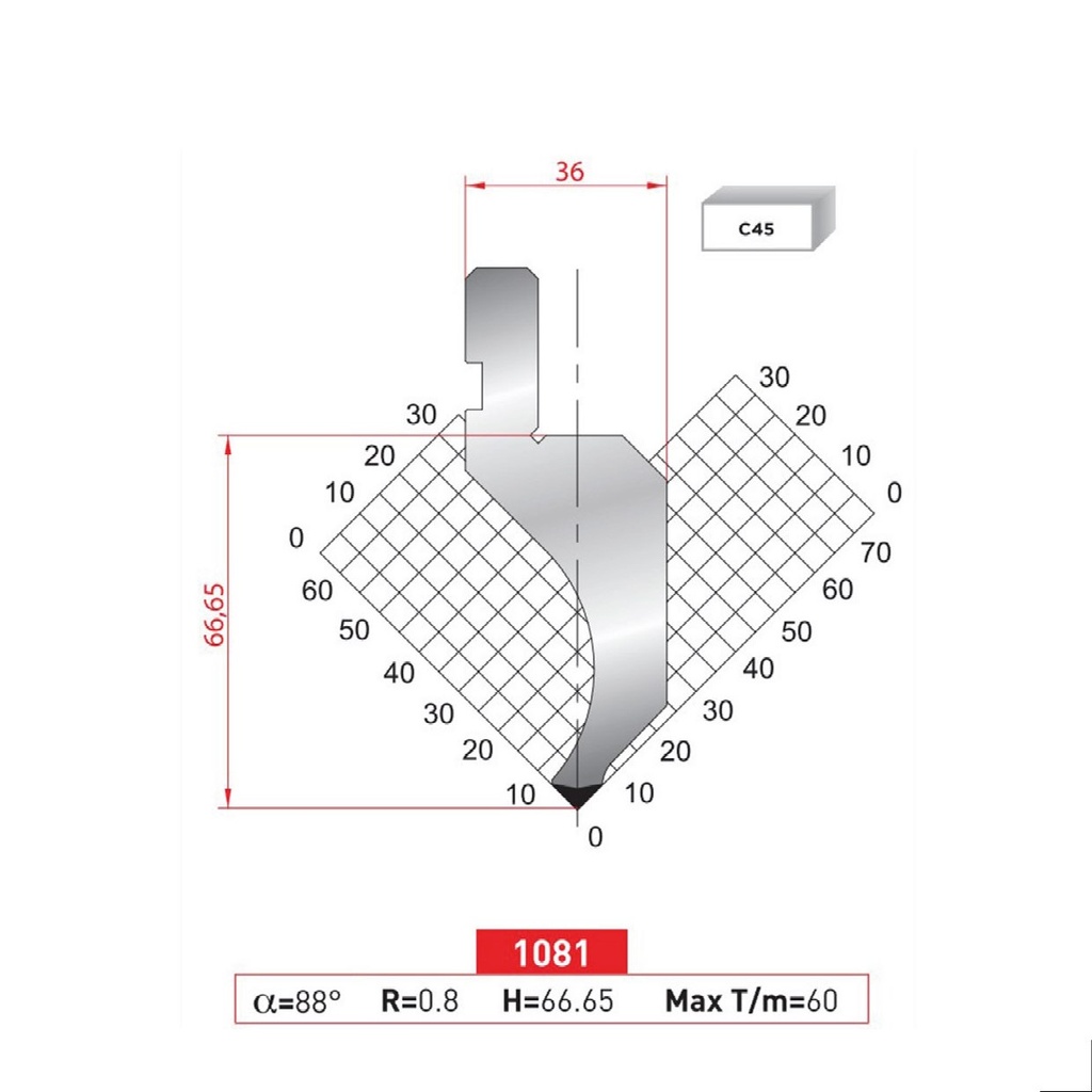 Poinçon type Amada neuf Arrow référence 1081 Lg 415