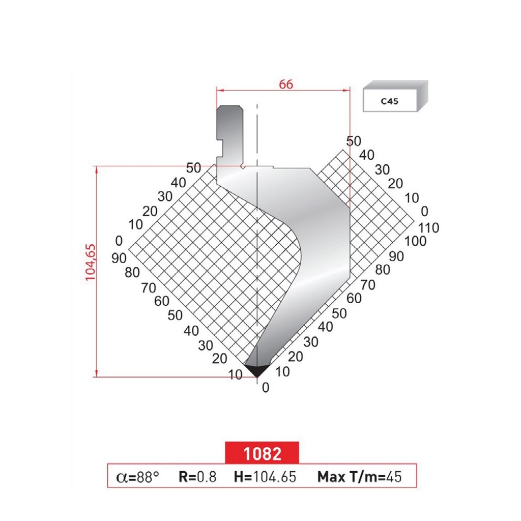 Poinçon type AMADA N°1082 Lg 415