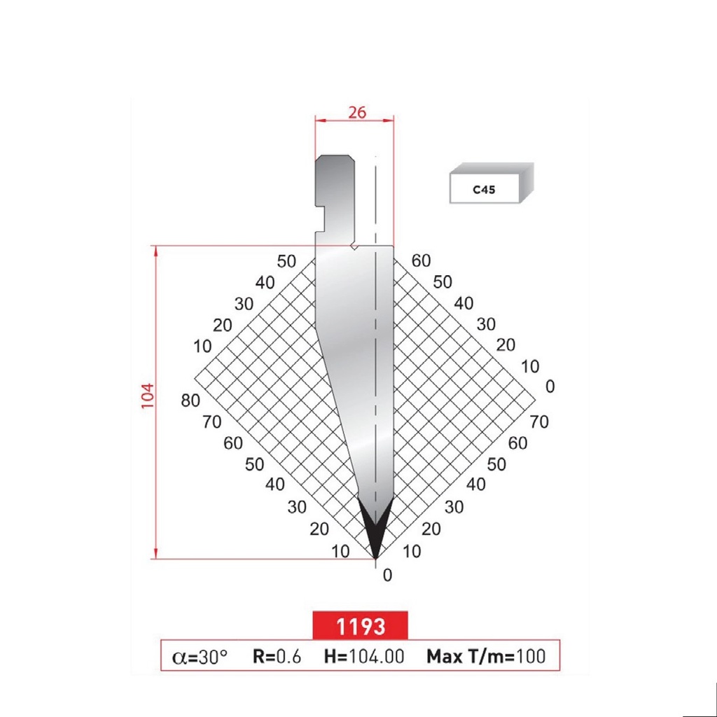 Poinçon type Amada neuf Arrow référence 1193 Lg 415
