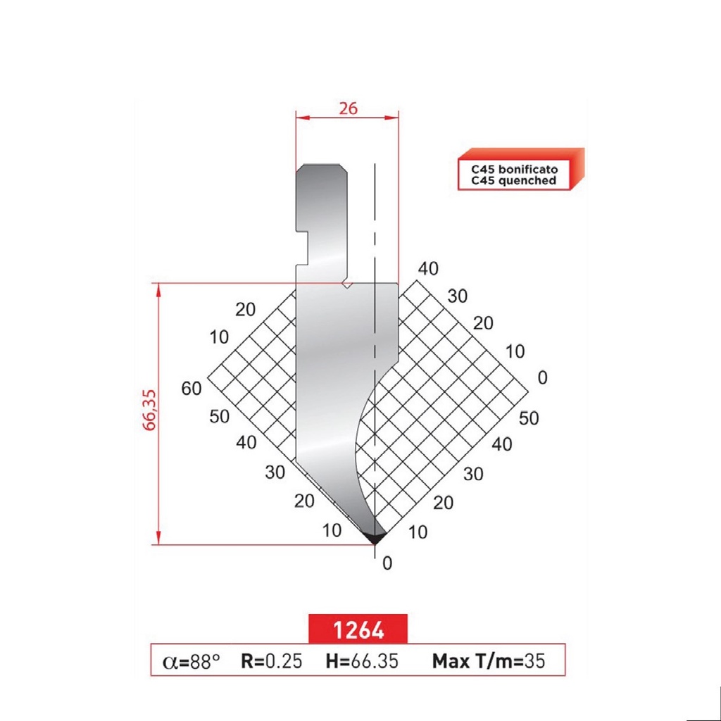Poinçon type AMADA N°1264 Lg 415