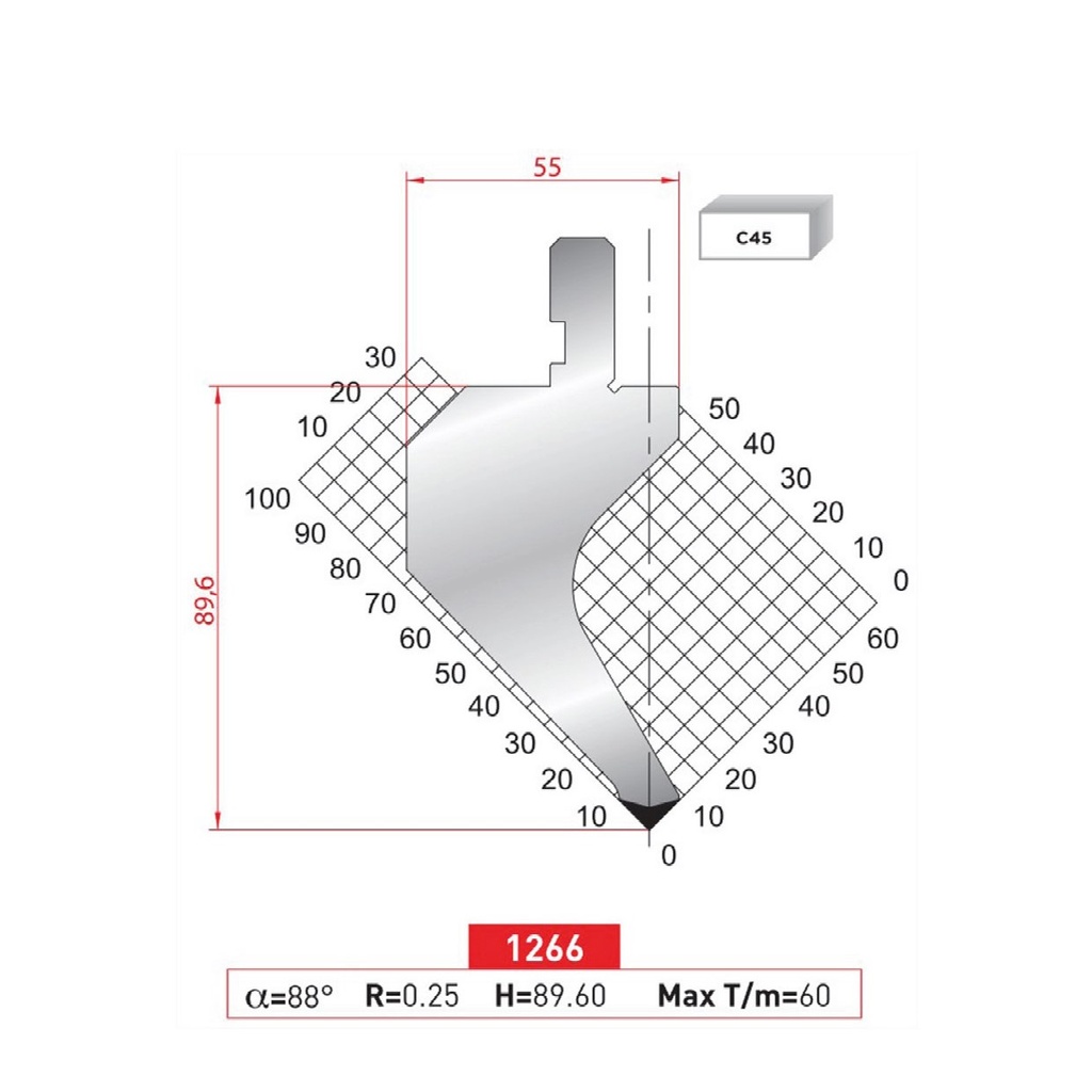 Poinçon type AMADA N°1266 Lg 415