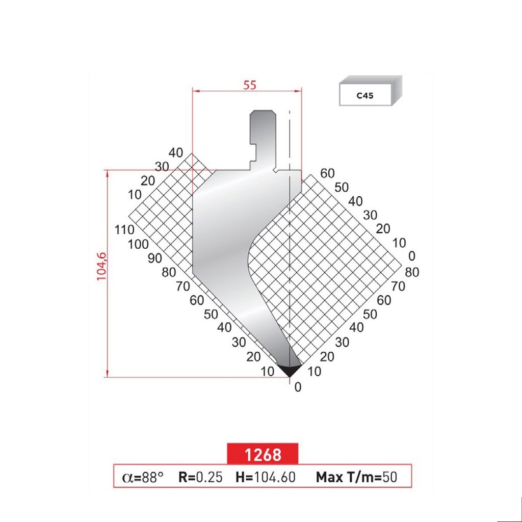 Poinçon type AMADA N°1268 Lg 415
