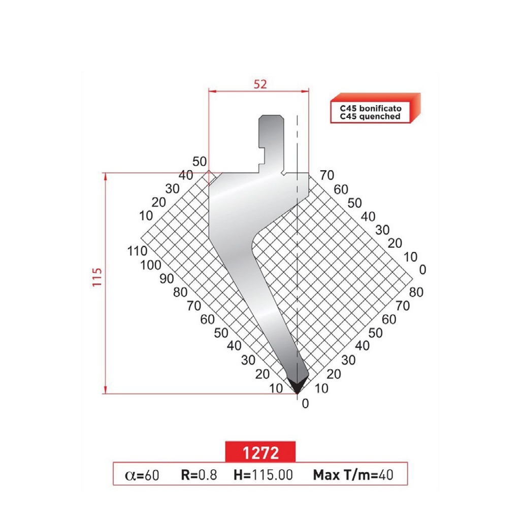 Poinçon type AMADA N°1272 Lg 415