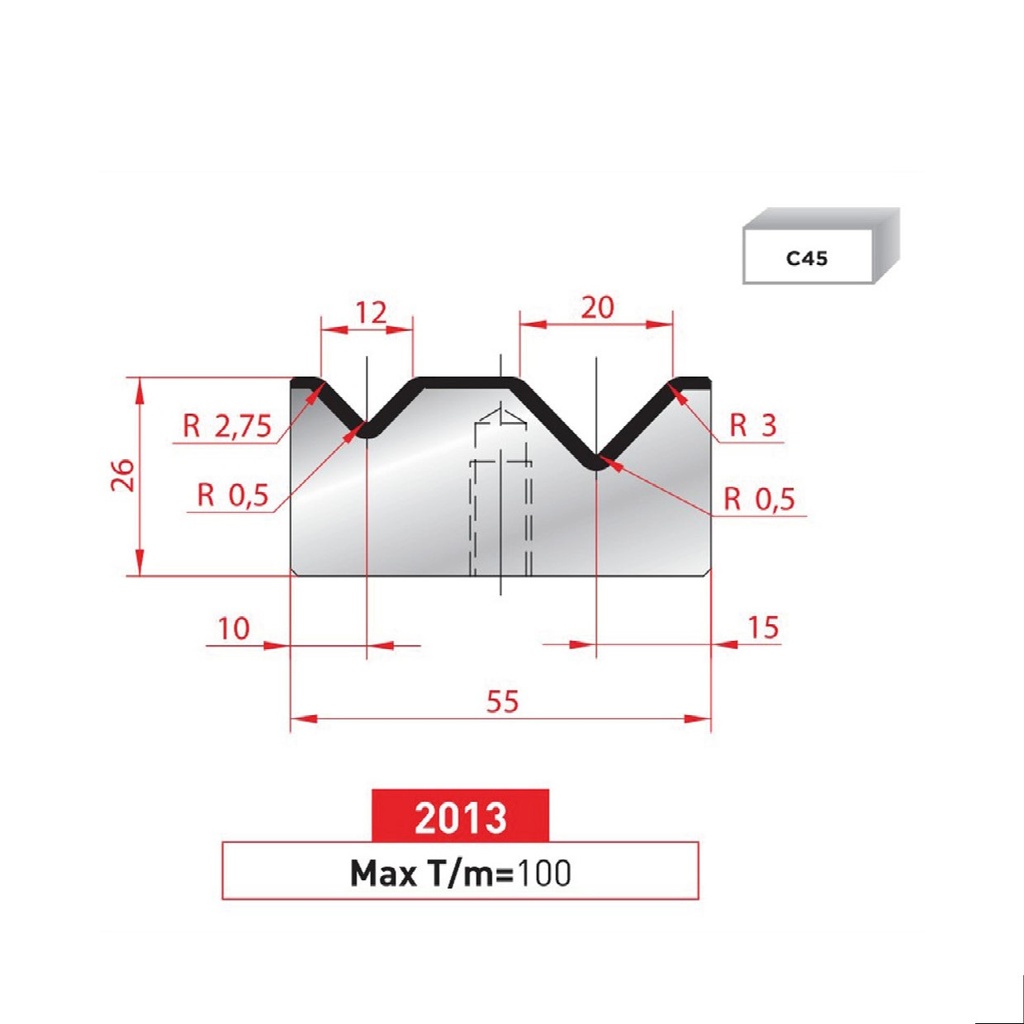 Matrice 2V type AMADA ARROW N°2013 Lg 835