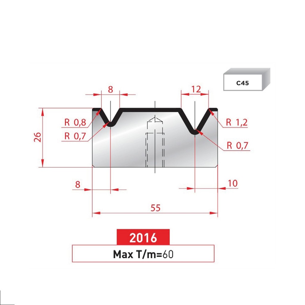 Matrice 2V type AMADA ARROW N°2016 Lg 835