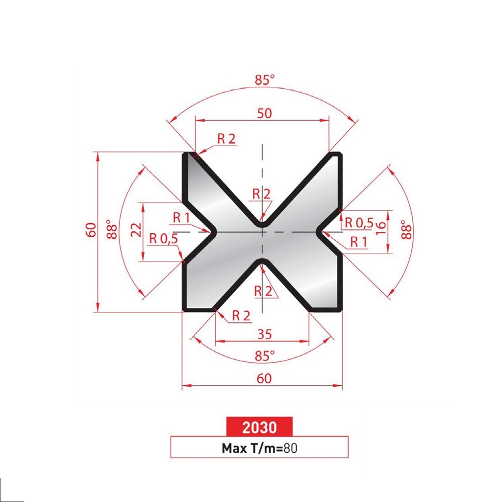 Matrice 4V type AMADA neuve ARROW référence 2030 Lg 835