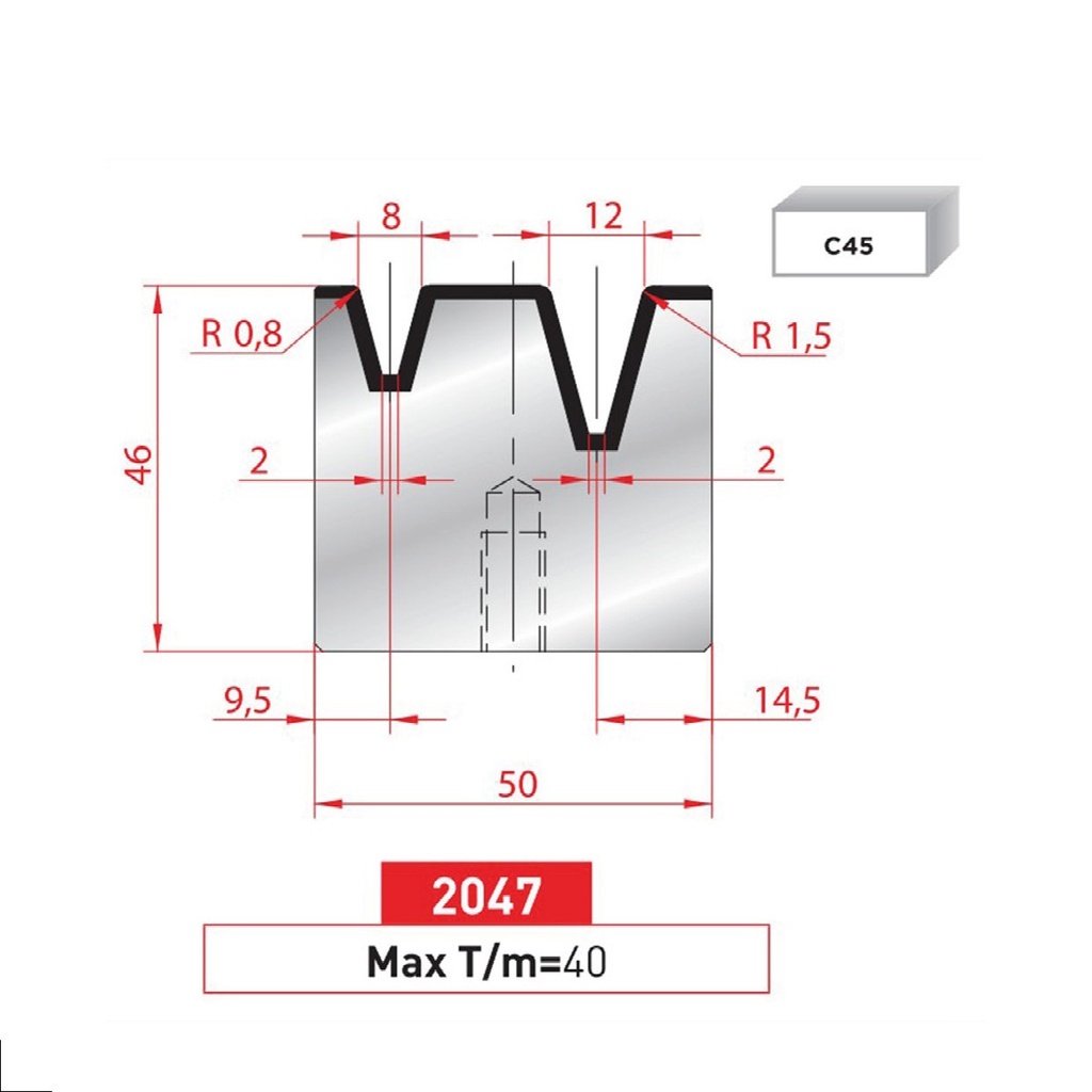 Matrice 2V type AMADA ARROW N°2047 Lg 835