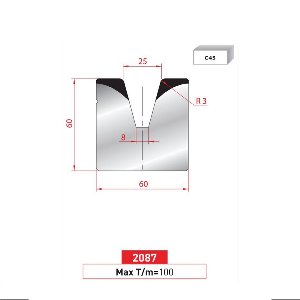 Matrice 1V type AMADA ARROW N°2087 Lg 835