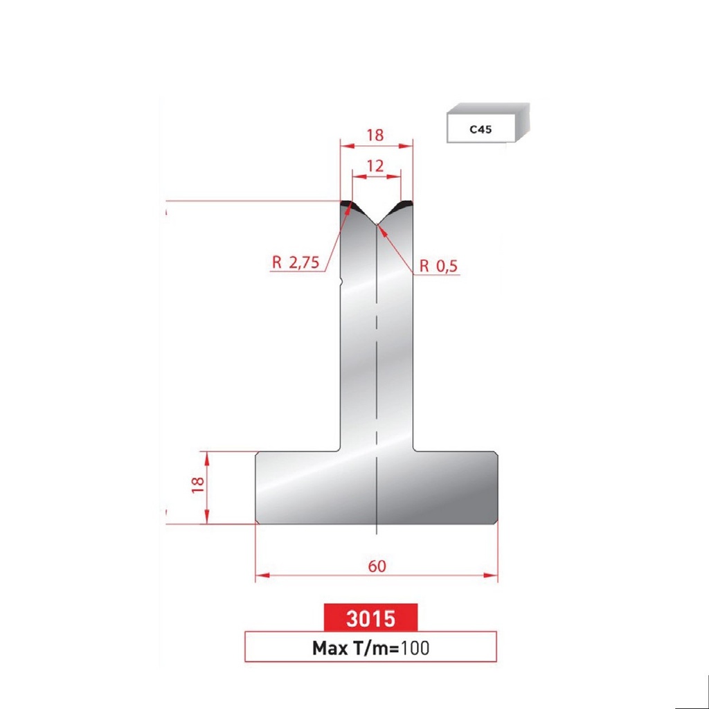 Matrice T type AMADA N°3015 Lg 835