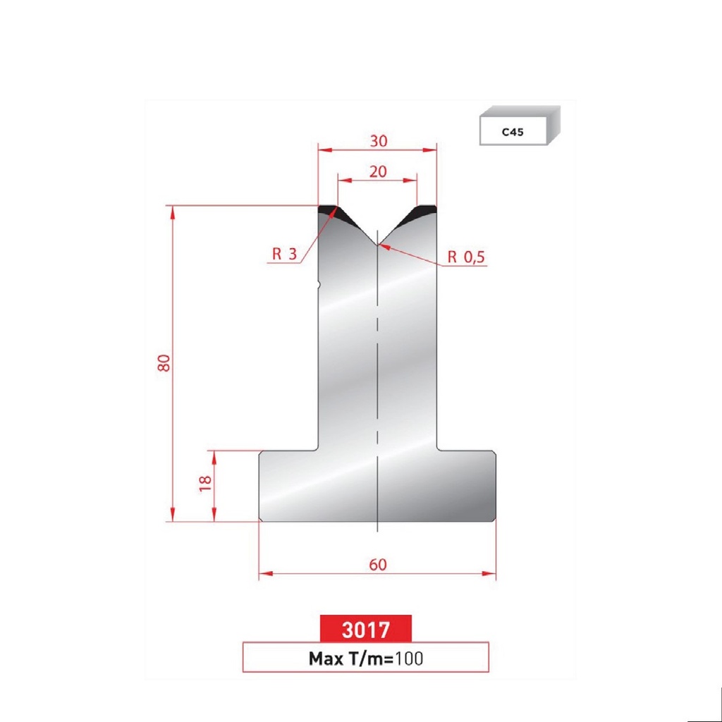 Matrice T type AMADA neuve ARROW référence 3017 Lg 835