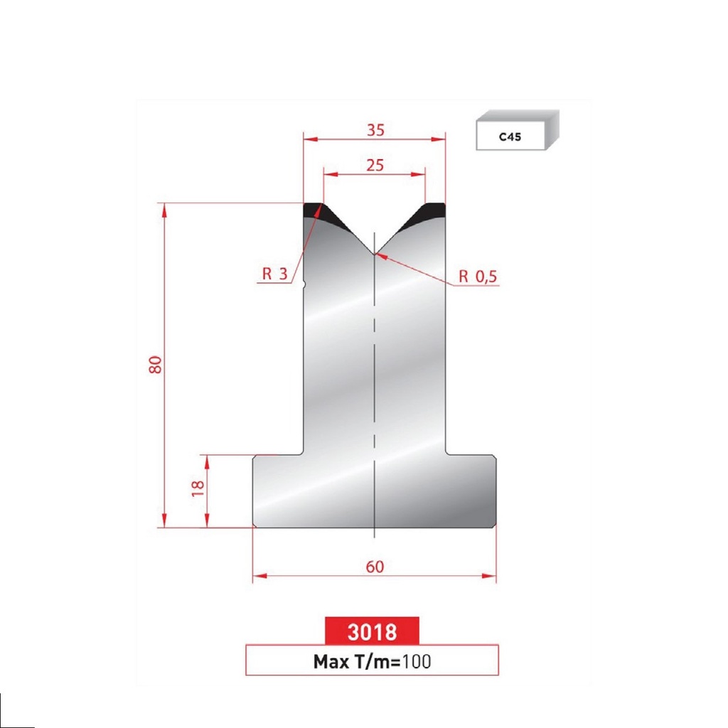 Matrice T type AMADA neuve ARROW référence 3018 Lg 835