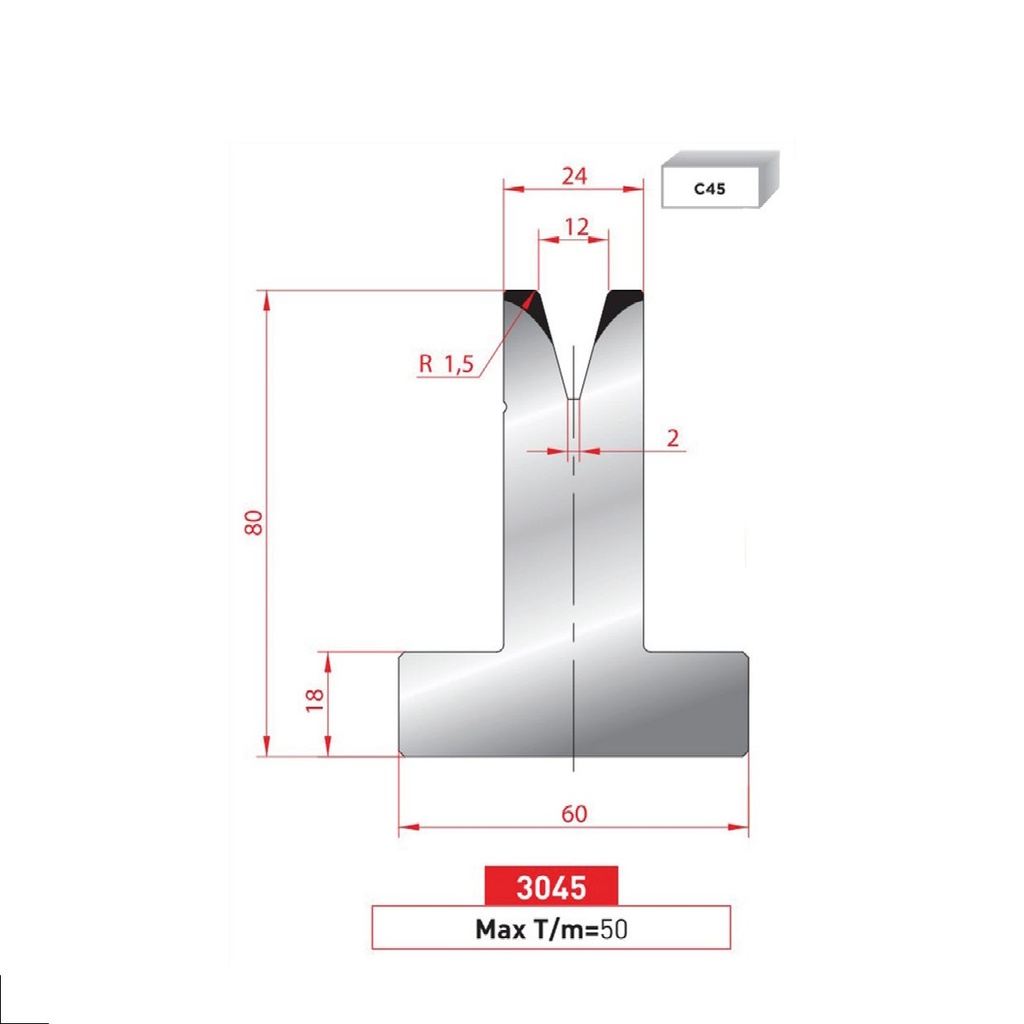 Matrice T type AMADA neuve ARROW référence 3045 Lg 835